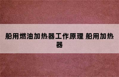 船用燃油加热器工作原理 船用加热器